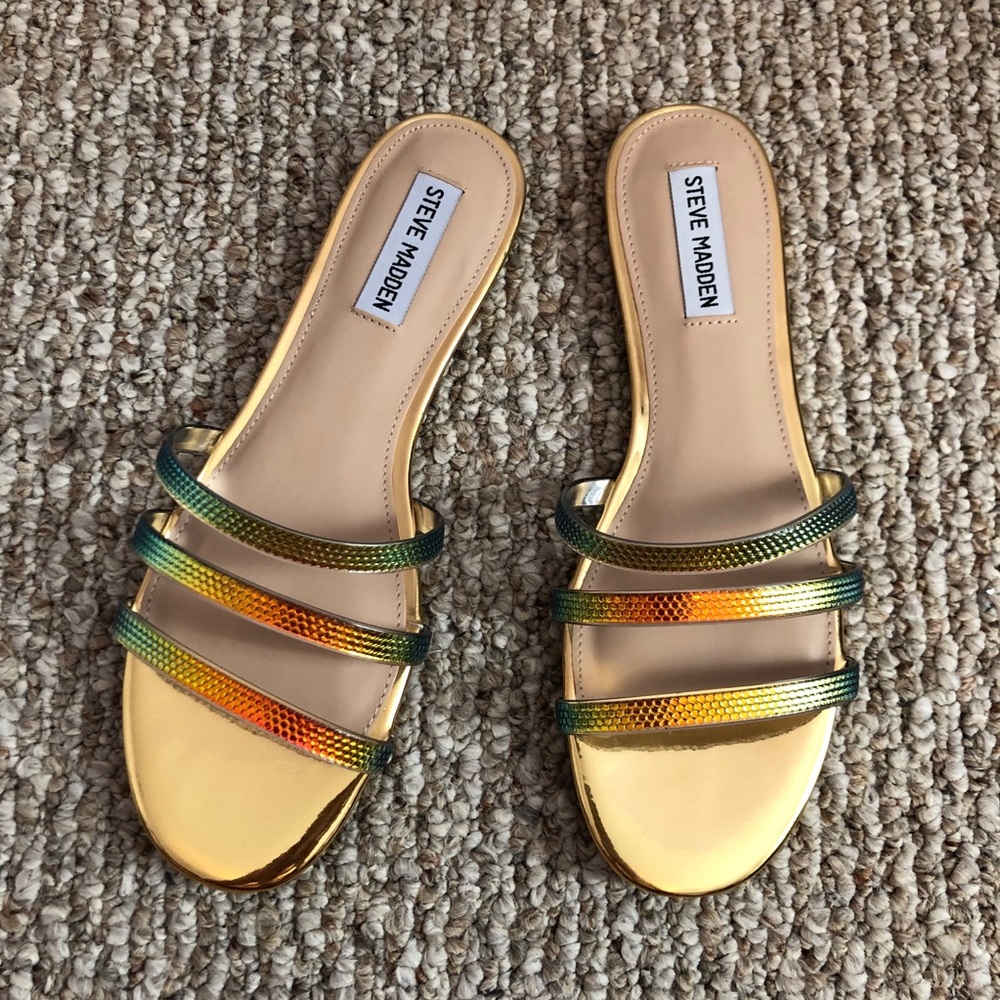 Steve Madden Pura Gold Iridescence Slide Sandal